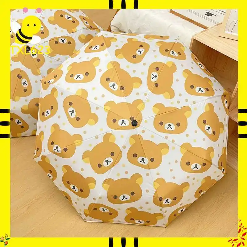 Rilakkuma Parasol Umbrella New Anime Relax Bear Beach Umbrellas Summer Outdoors Sunscreen Ultraviolet-Proof Fold Rain Gear Gift