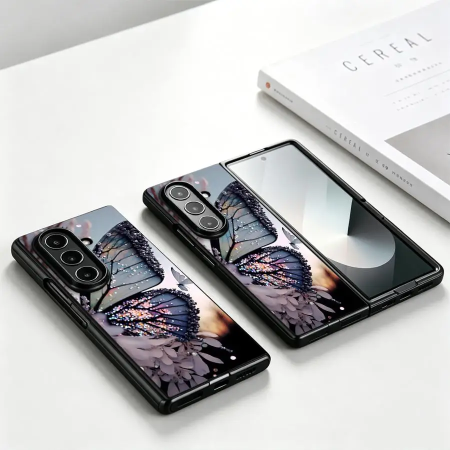 Phone Cover Case for Samsung Galaxy Z Fold 8 Ultra ZFold6 Z Fold 7 6 5 4 3 ZFold3 ZFold5 ZFold7 ZFold4 Flowers Butterfly Ink
