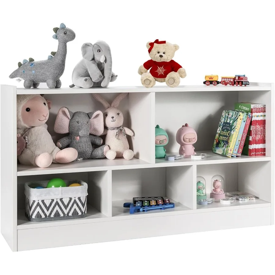 

HONEY JOY Storage Organizer 5-Section Wooden Display Shelf for Classroom Playroom Nursery Kindergarten