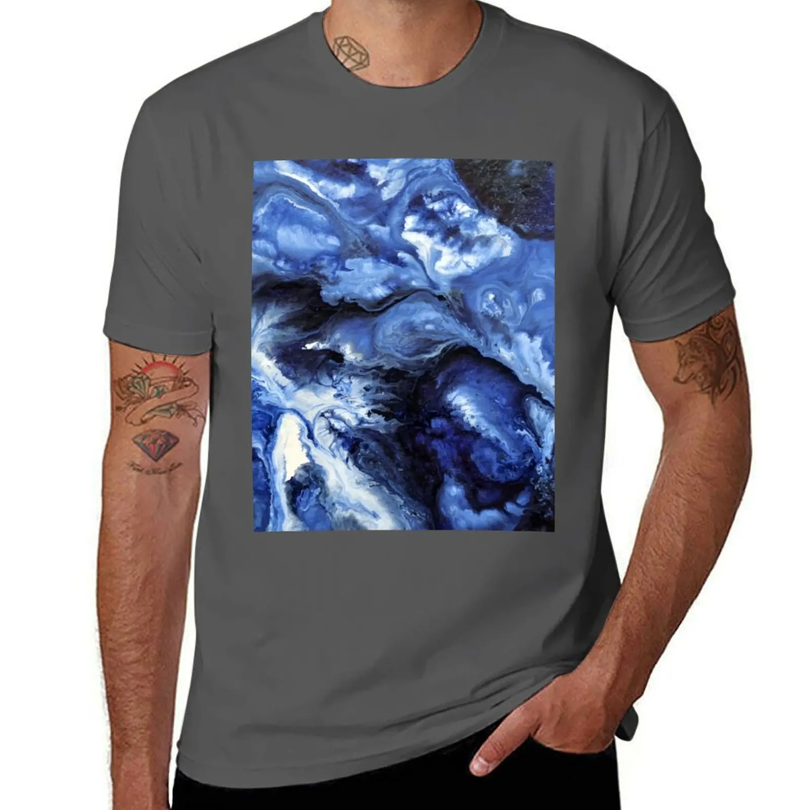 

Blue Swirling Waters- Painting T-Shirt man t shirt summer mens graphic t shirts t shirt personalised T-Shirt
