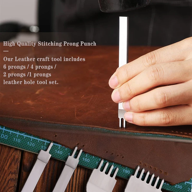 KAOBUY 50 Pcs leather Working Tool Set DIY Handmade Sewing Stitching Punching Cutting Carving Leather Craft Tools