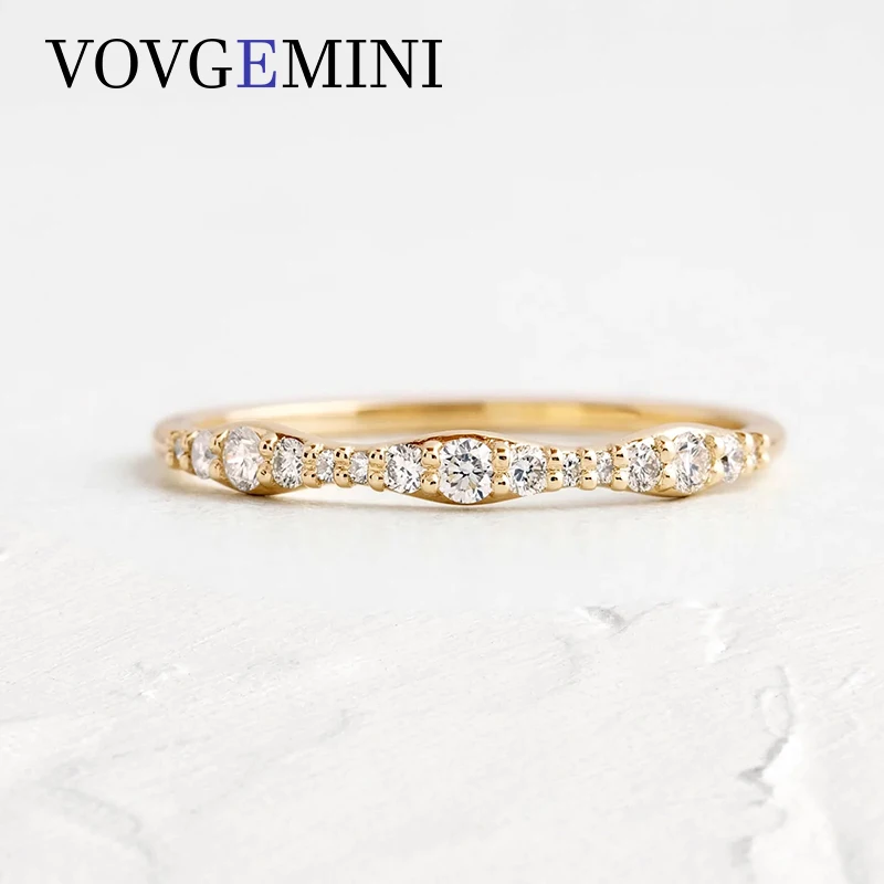 VOVGEMINI 14k White Yellow Rose Gold Moissanite Wedding Half-Eternity Band 0.21cttw Au 750 Fashion Jewelry Special Love Gift