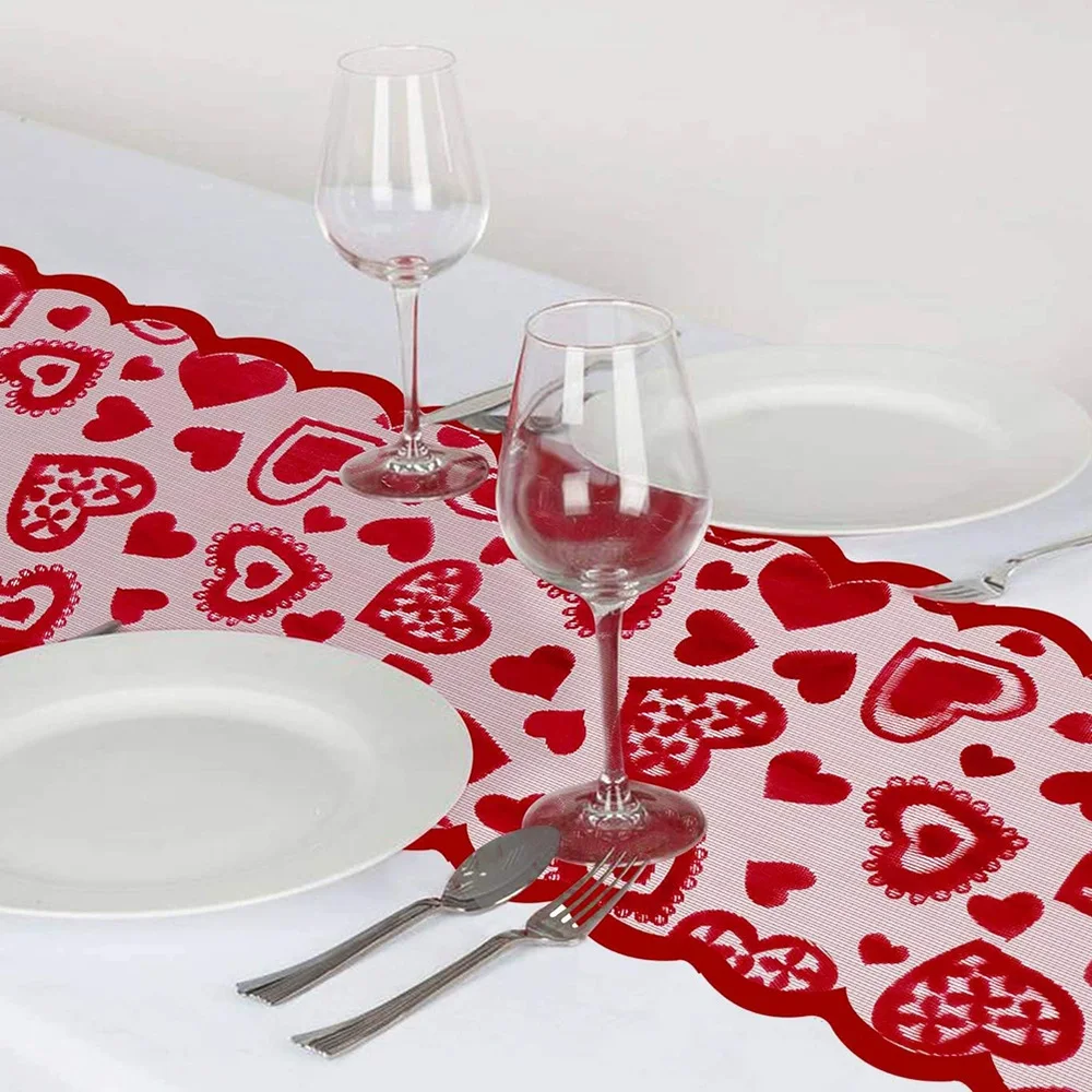 1PC Decorazioni per la casa Decorazioni per la casa Amore Cuore Runner da tavolo in pizzo per la festa nuziale Decorazione per la casa Forniture Puntelli