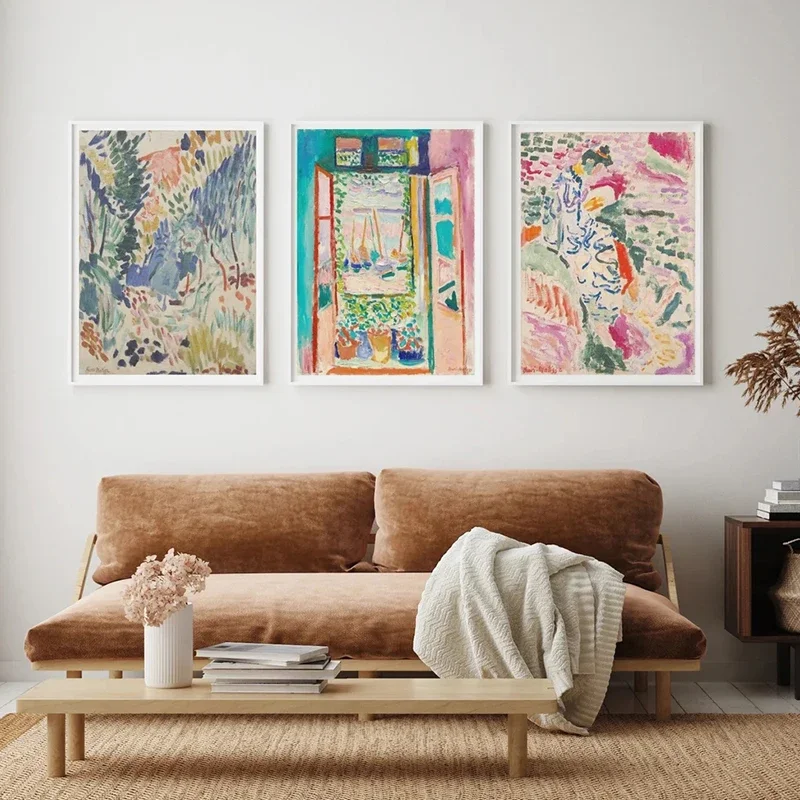 Multiple sizes 1pc frameless Canvas Painting,1pc frameless Canvas Painting Henri Matisse Exhibition Abstract Colorful Landscape
