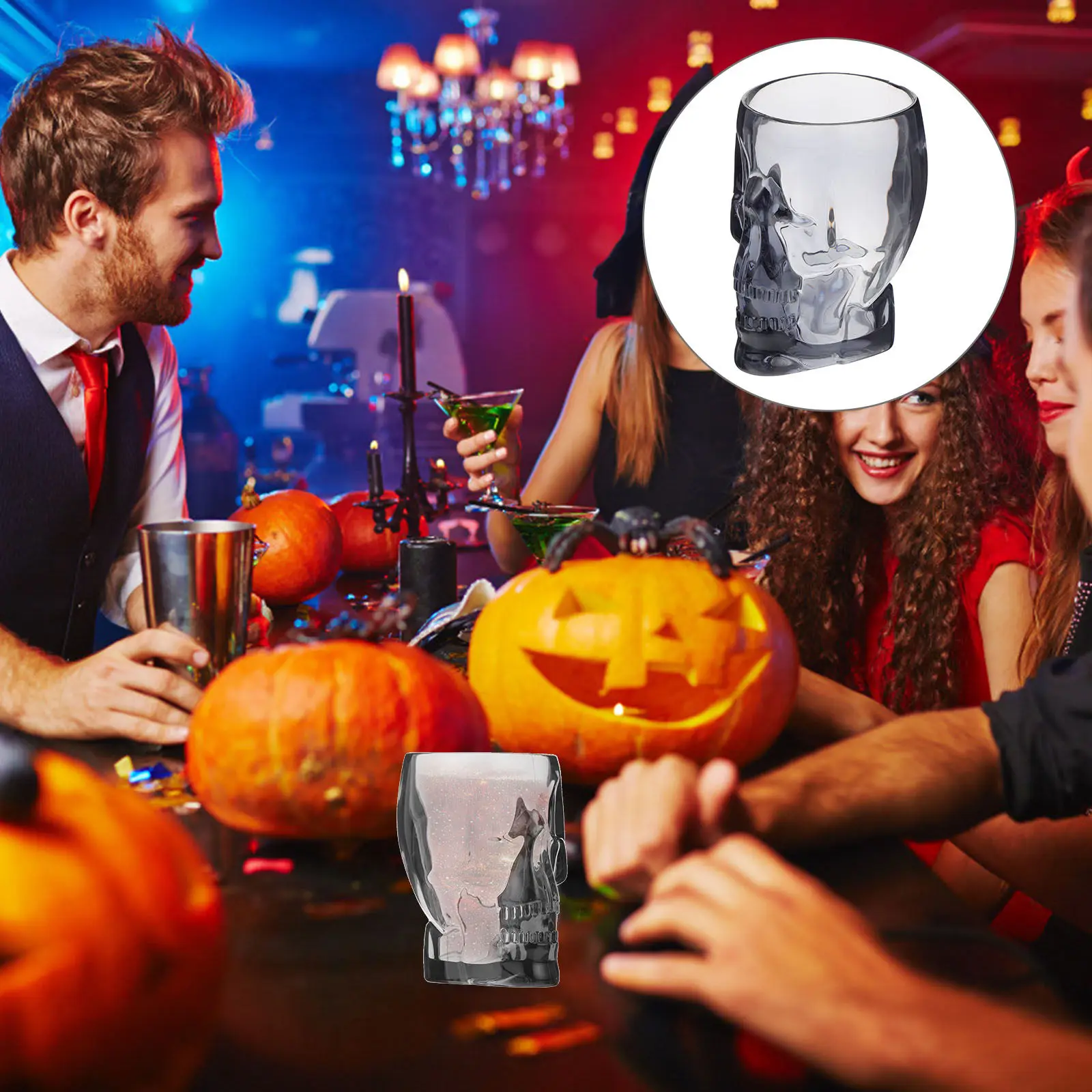 

1Pcs Skull Whiskey Glass Halloween Party Drinking Glassware Elegant Decorative Cocktail Cup for Bar Hotel Coffee Shop Home Use