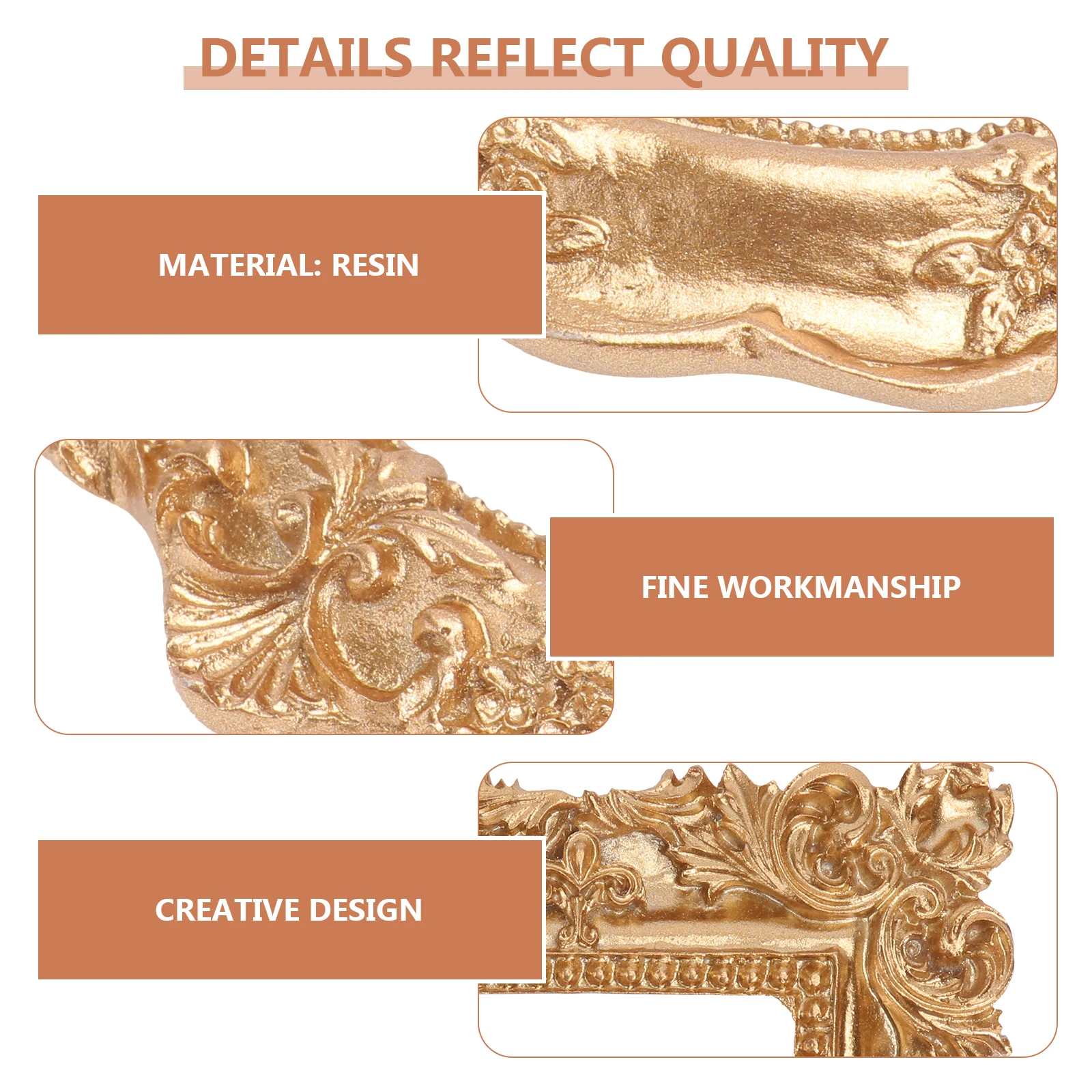 

2Pcs Resin Artware Photo Frame Decor Mini Unique Design Practical Home Decoration