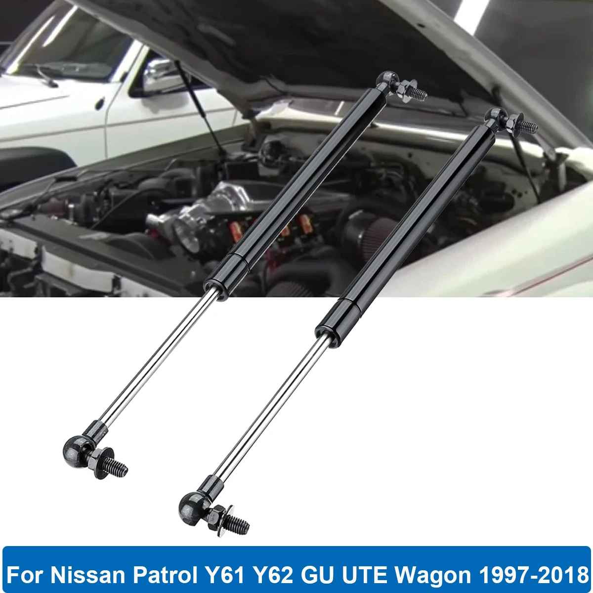 Front Bonnet Hood Lift Support Spring Shock Gas Struts Rod Bar For Nissan Patrol Y61 Y62 GU UTE Wagon 1997-2018 Car Accessories