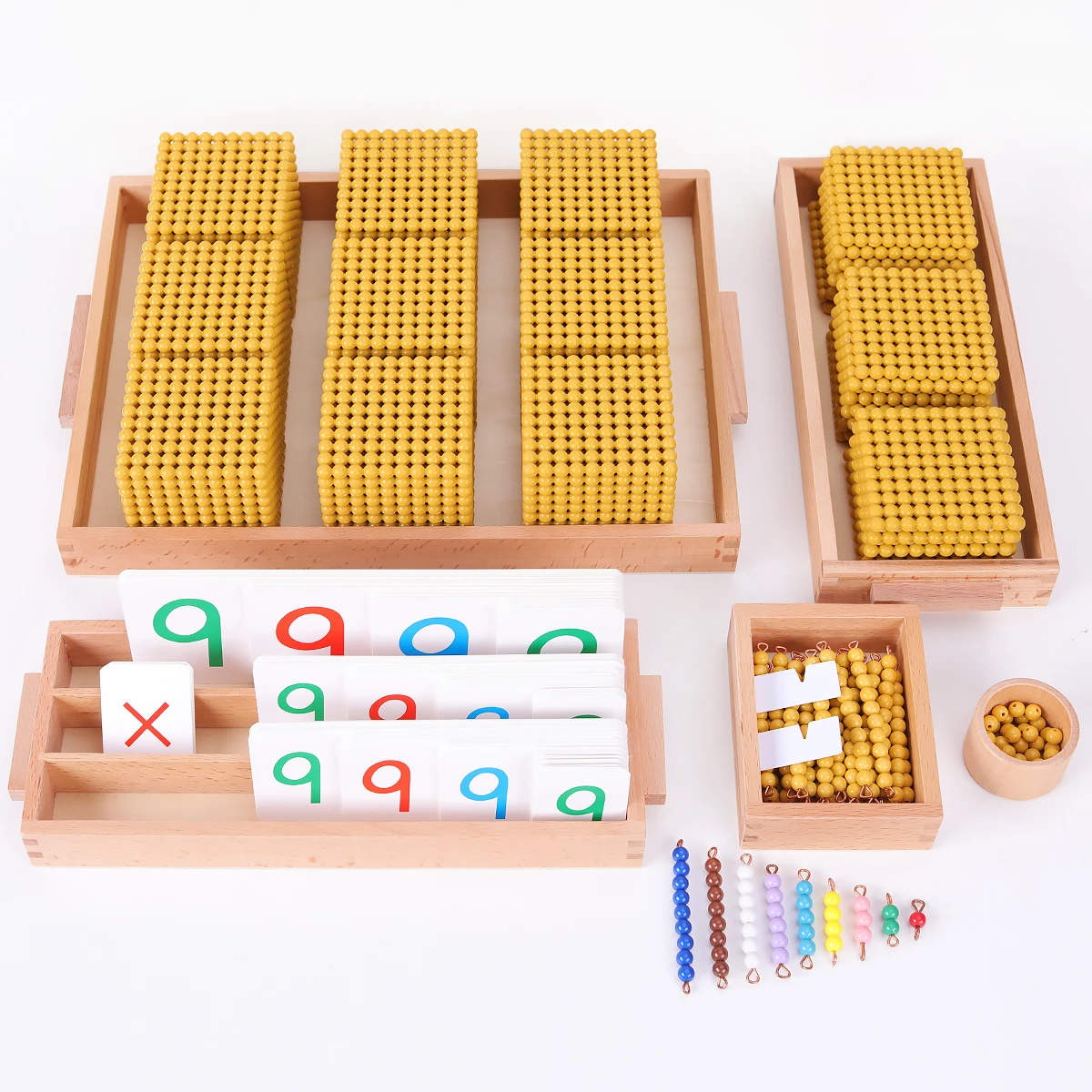 Montessori Golden Beads Bank Game Mathematics Materials for Decimal System Learning Educational Equipment Math Game Teaching Aid