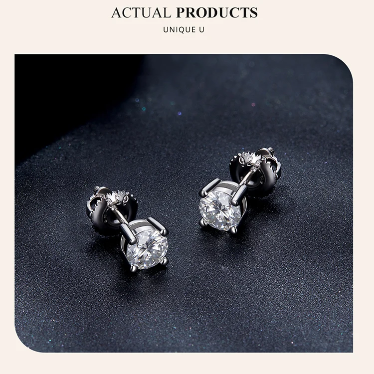 Bamoer 0.5-1ct Moissanite Screw Back Earrings for Women, D Color VVS1 Clarity Lab Created Diamond Earring White Gold Earrings