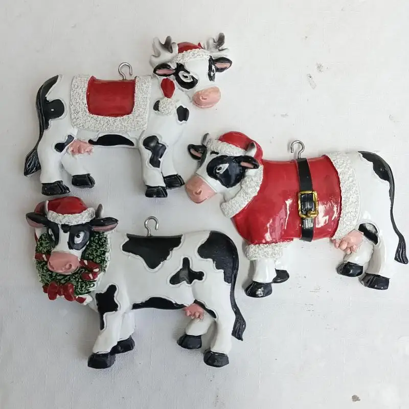 Ornamenti per l'albero di Natale Ornamento animale unico Decorazione per finestra Cartone animato creativo Decorazione per mucca da fattoria Giocattoli da collezione Fattoria