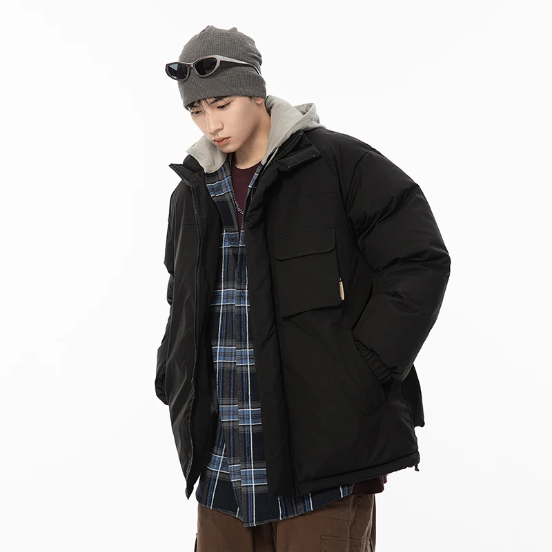 Parkas con múltiples bolsillos para hombre y mujer, Parka cálida con cuello levantado, prendas de vestir holgadas y gruesas, Parkas a prueba de viento, moda de invierno