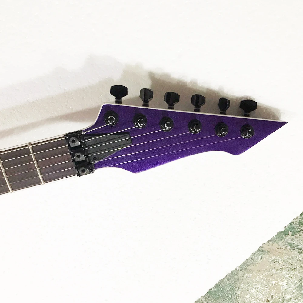 Factory Outlet 6 Strings Purple Electric Guitar with Humubuckers Pickups,Rosewood Fretboard,24 Frets