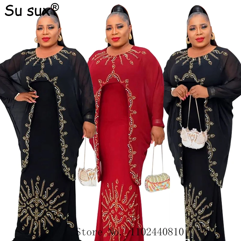 

African Clothes For Women Dashiki Abaya Turkey Wedding Party Growns African Dress Beading Maxi Dress Vestidos Outfits Wedding