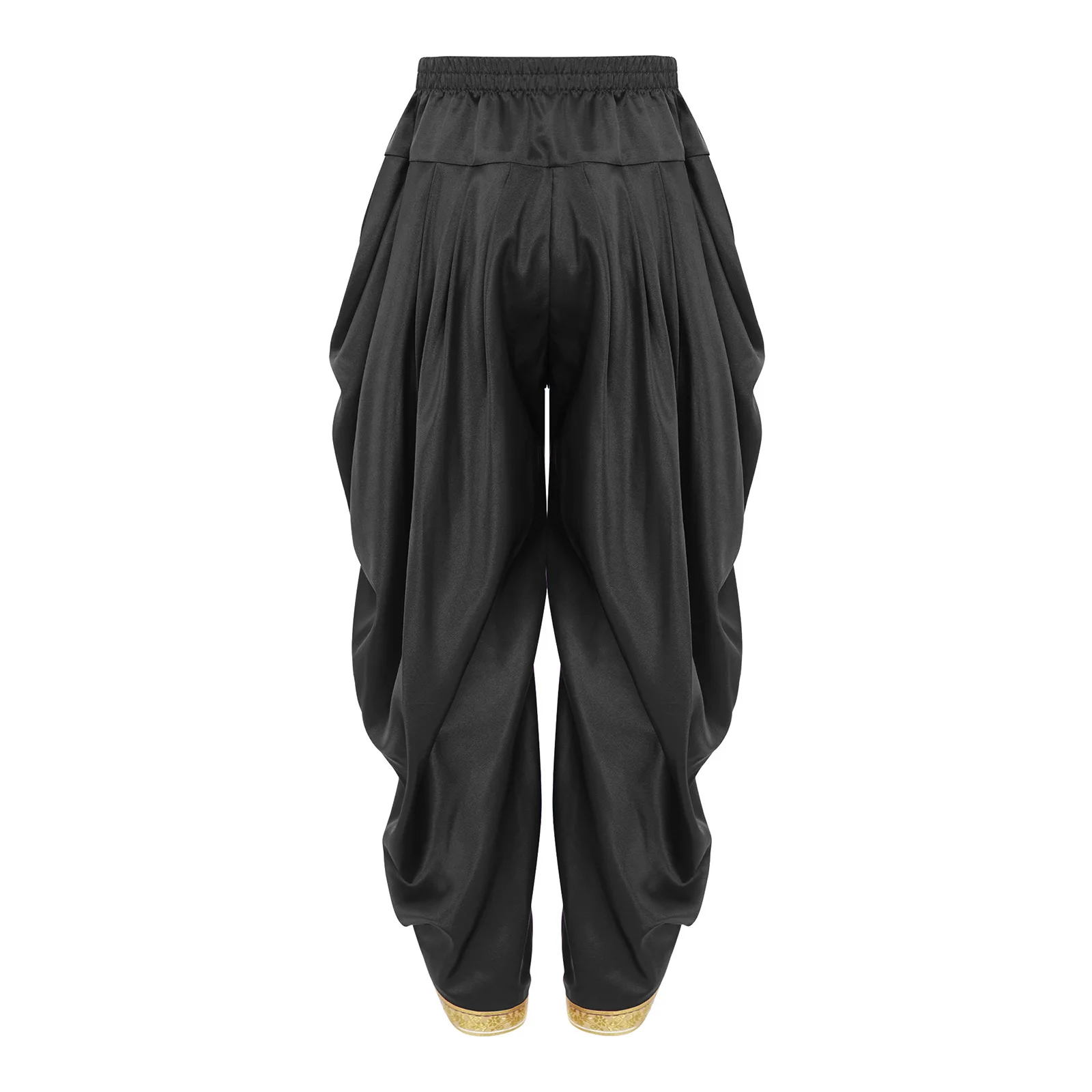 Kids Boys Girls Satin Dhoti Pants Arabian Indian Dance Costume Draped Baggy Trousers for Halloween Party Fancy Dress Ball Pants