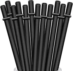 Reusable Black Straws for Stanley, YETI, Mason Jar, Starbucks Glasses, 12 with 1 Brush