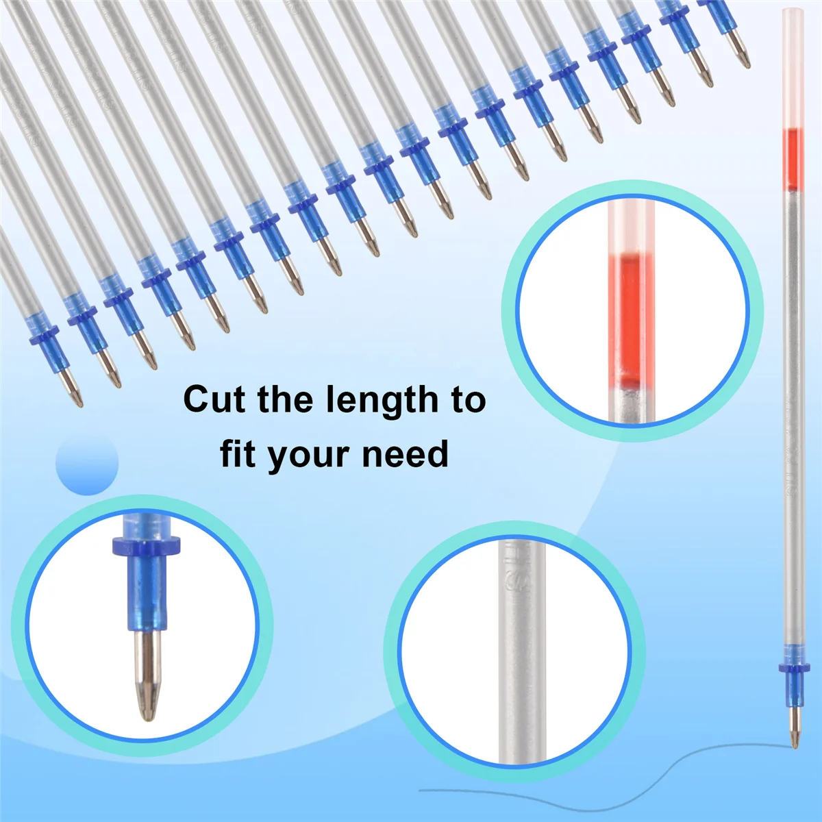 Reemplazo de repuesto de bolígrafo de tinta en tono plateado de Gel con punta súper caliente de 7mm