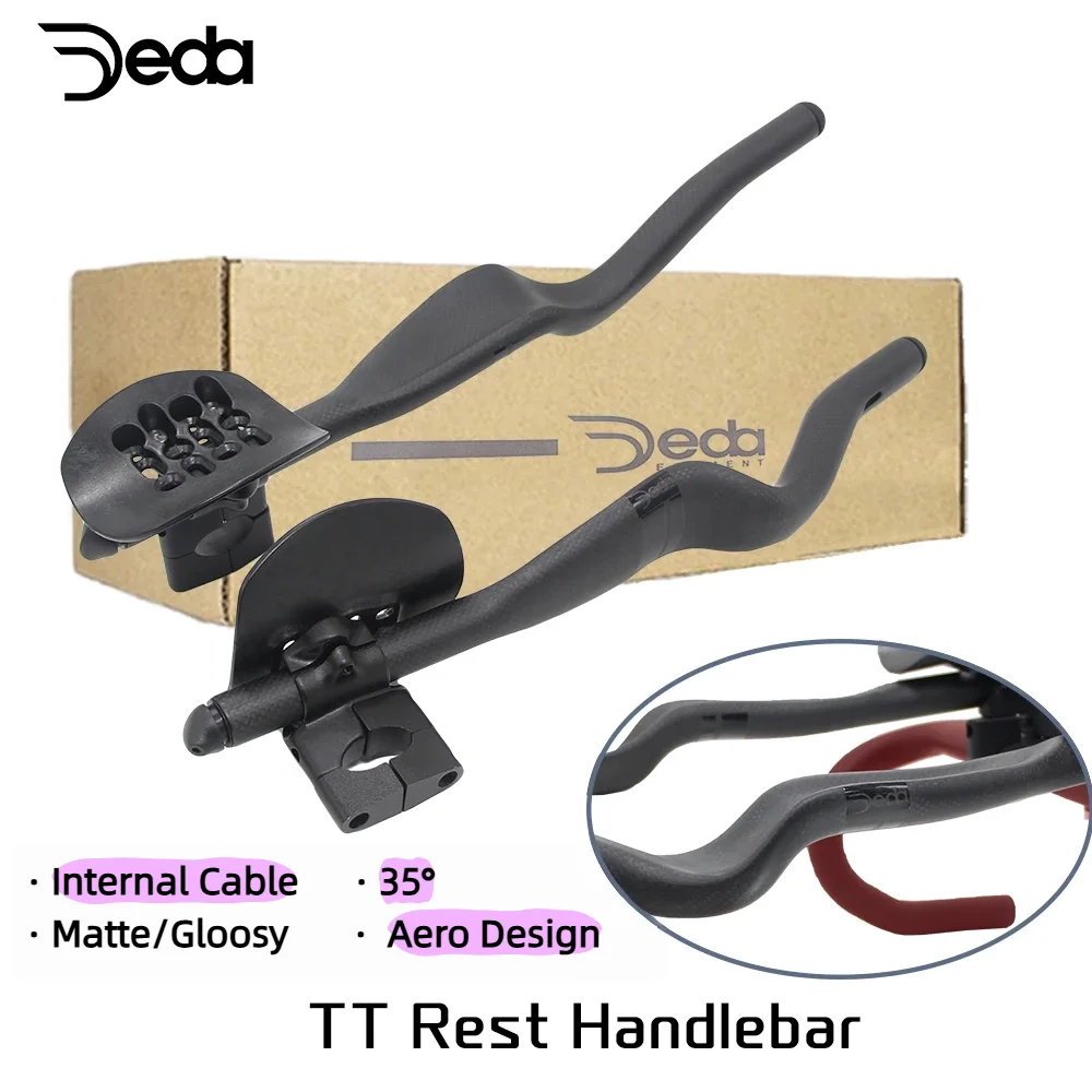 

Эргономичный руль TT с внутренней прокладкой кабеля DEDA 35 ° Удлинитель Triathlon Time Trial 3K, аэродизайн из углеродного волокна