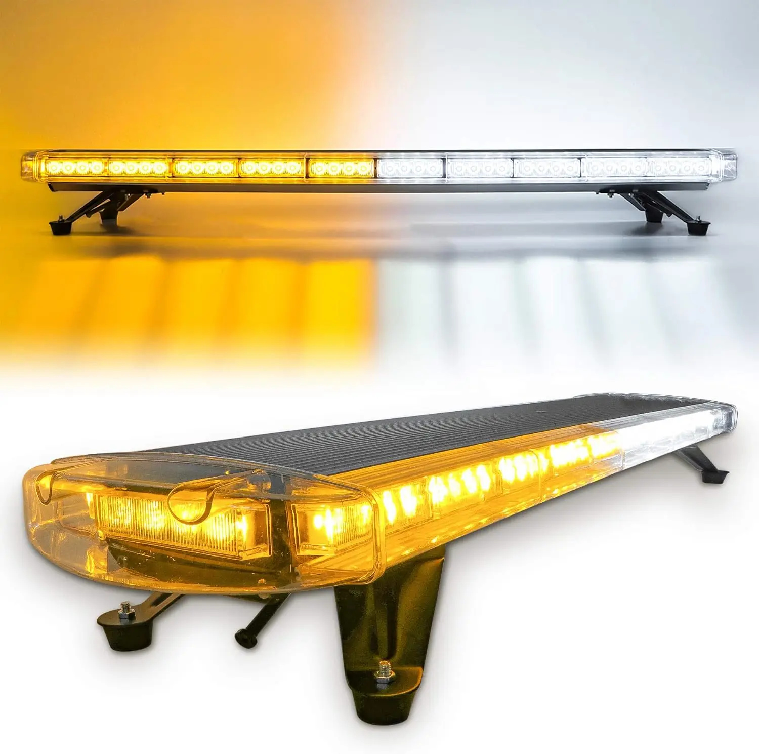 

47" 88 White LED Extreme Bright Intensity Construction Emergency Warning Beacon Strobe Light Bar Rooftop Low Profile