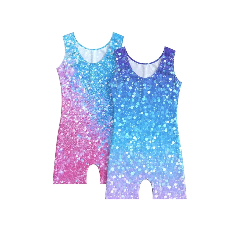 Gymnastics Leotards for Girls Two-Piece Tank Printing Slim Scoop Neck Gymnastics Bodysuit With Hairband