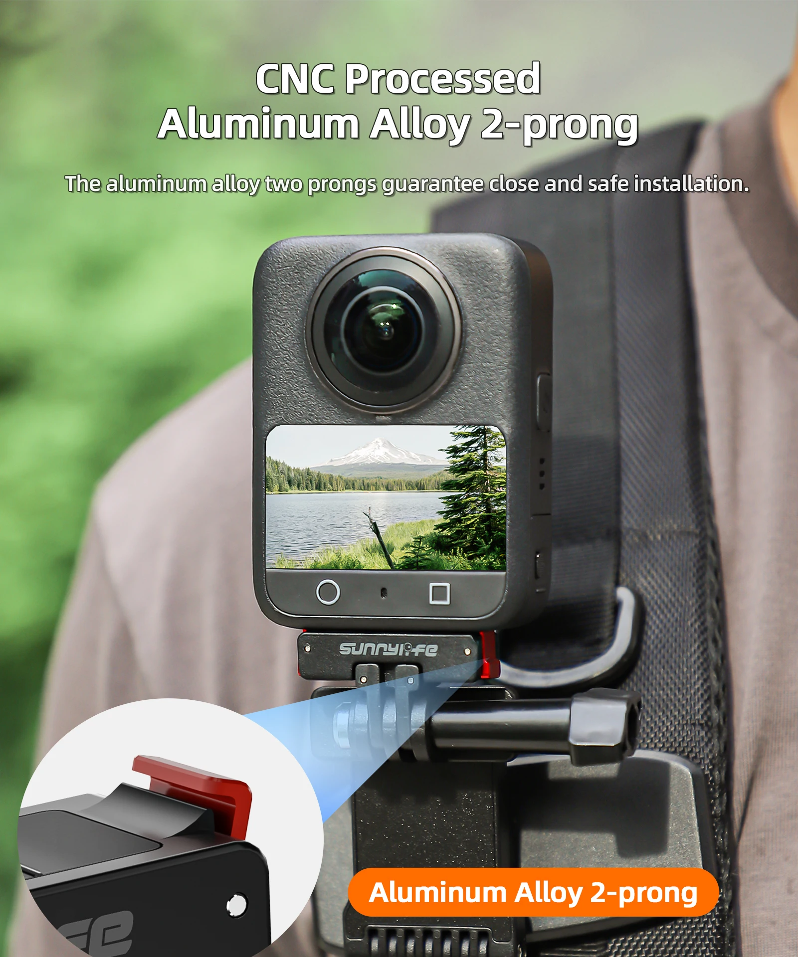 Sunnylife Aluminum Alloy Quick Release Two Claw Adapter For DJI Osmo 360/Action 5 Pro/4/3/2 Magnetic Sport Camera Adapter