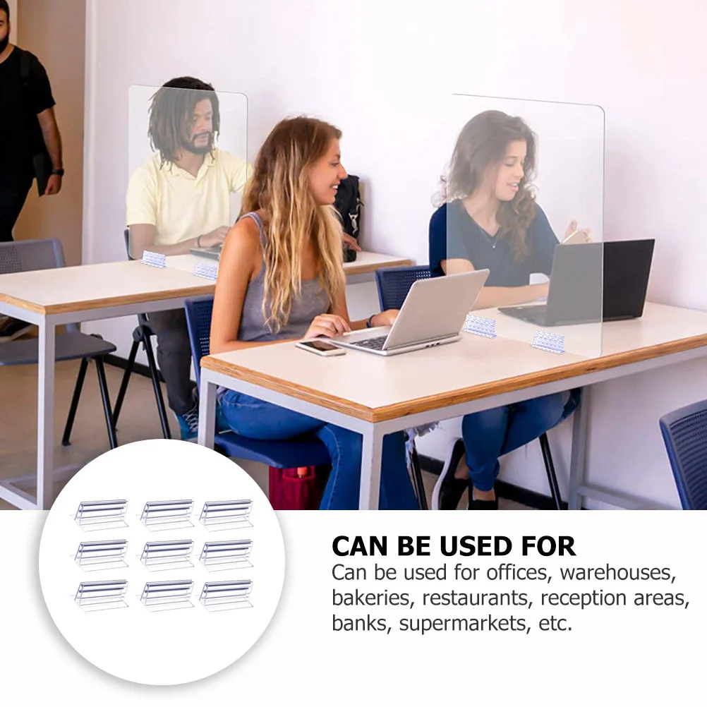 

16 Pcs Sticker Holder Sneeze Guard Clamps Sign Clear Stand for Display Label Holders Self Adhesive Counter