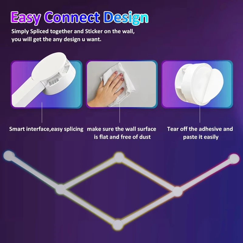 AT51-USB الذكية الجدار الخفيفة RGB LED ضوء القضبان 16 مليون لون عكس الضوء الموسيقى مزامنة DIY بها بنفسك المنزل إضاءة زينة القضبان