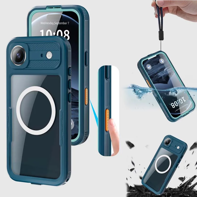 

for iPhone 17 Pro Max 17 Air Waterproof Case for Magsafe Magnetic Wireless Charging Shockproof Pouch Screen Lens Protector