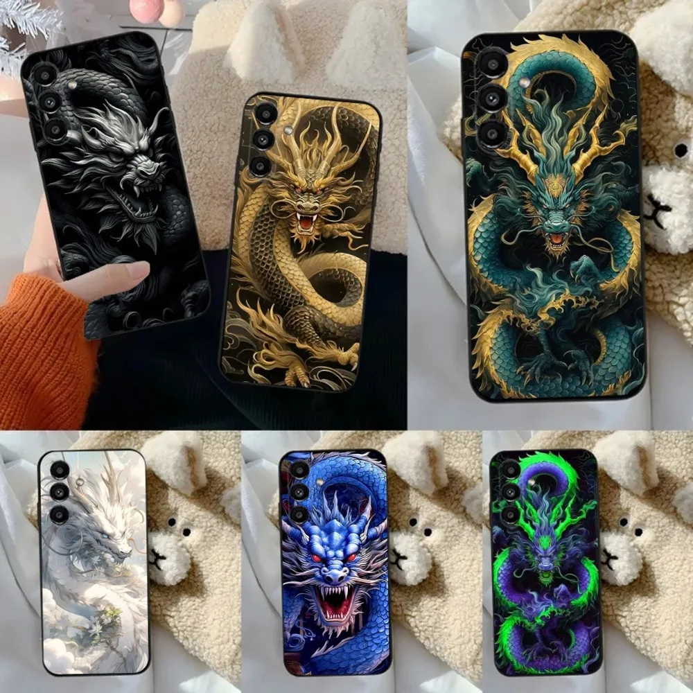 

dragon Phone Case For Samsung S24,23,22,30,21,10,9,Ultra,Plus,Lite,FE,5G Black Soft Case