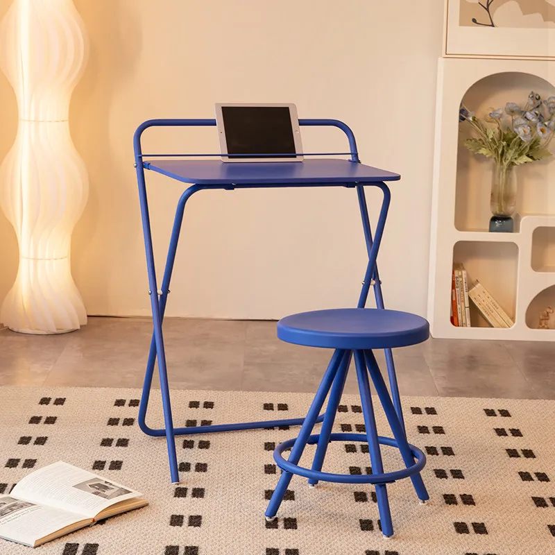 Multi-Functional Folding Table with Spacious Desktop & Adjustable Non-Slip Feet, Durable Iron Frame for Home Office Kitchen