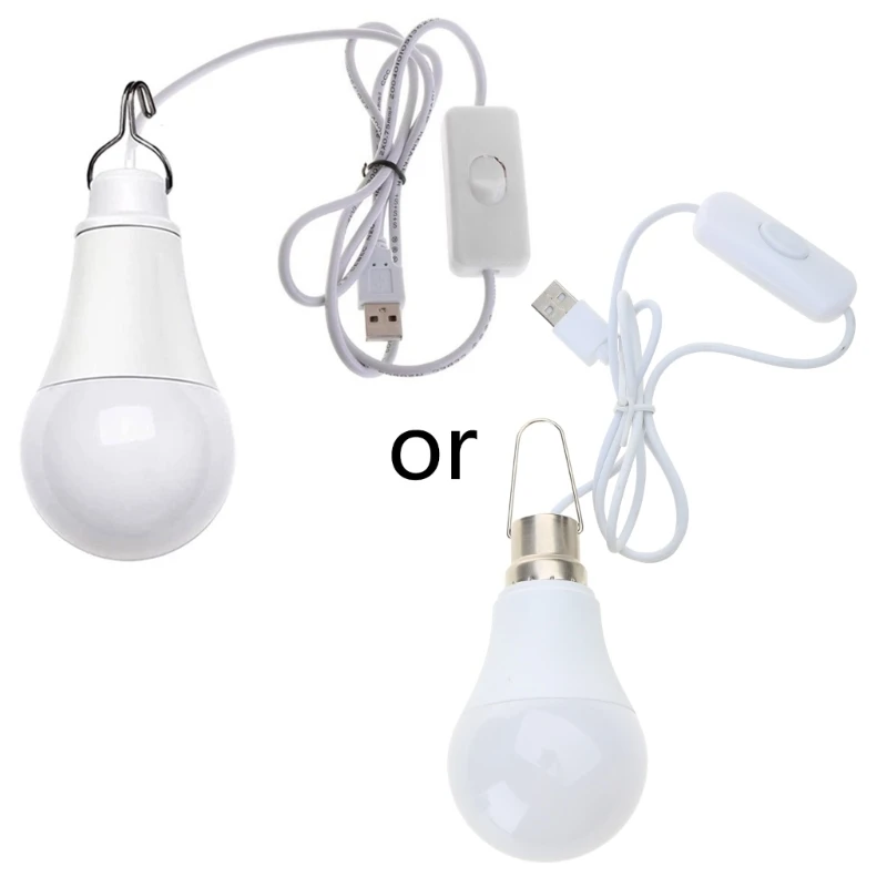 5W LED Bulb USB Camping Lamp 6500K 5V Portable Tent Lamp with Switches USB Cable Bulbs for Camping Emergency Dropship