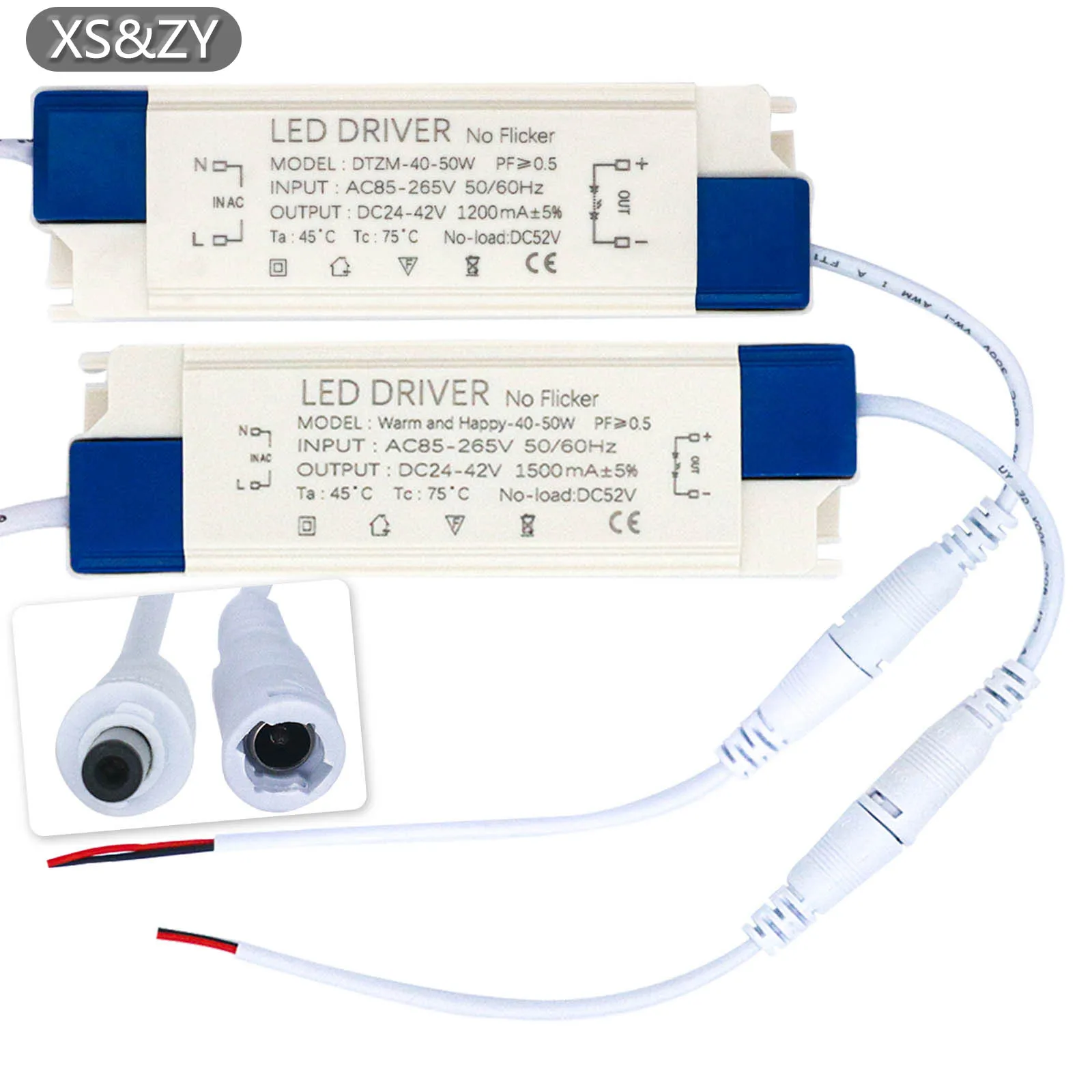 LED 40-50W Power Supply Lighting Transformer DC24-42V Output 110V  220V1200mA 1500mA LED External Driver DC Connector Panel Lamp