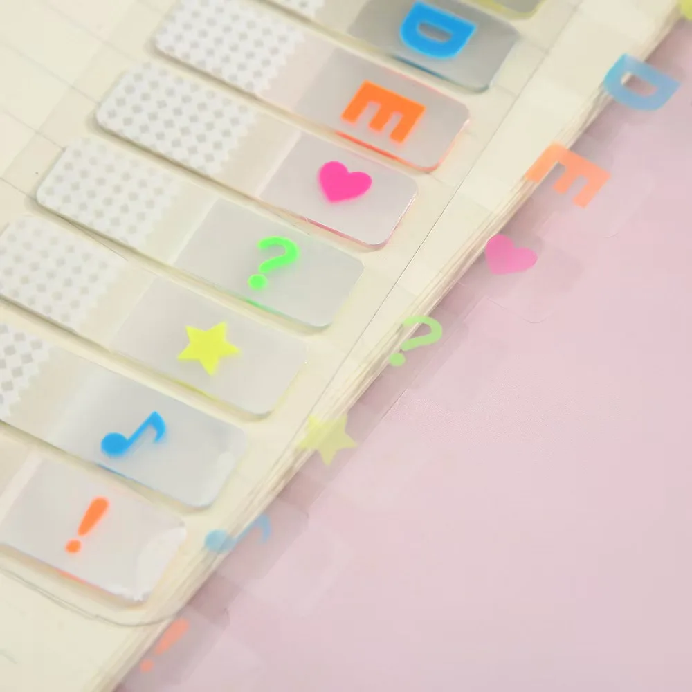 Picture 7: Colorful Letter Number Sticky Index Tabs, Clear Self-Adhesive Page Markers, Cute Sticky Notes for Book Classification & Study