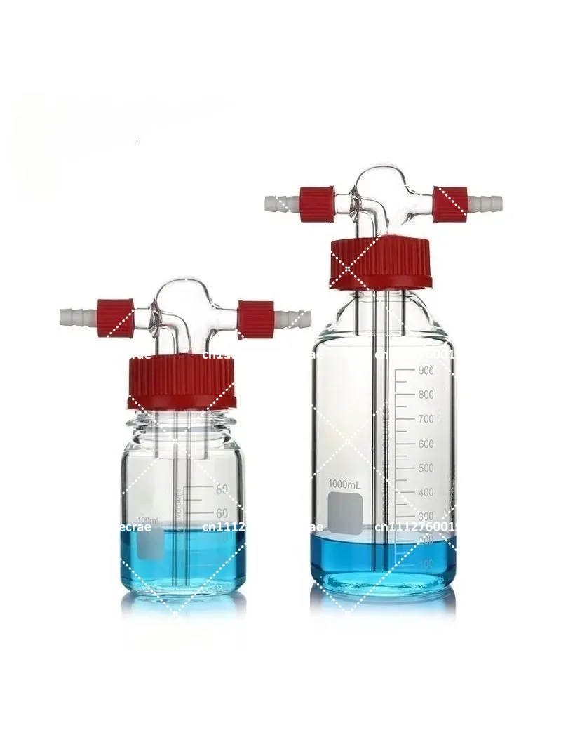 GL45 Screw Mouth Gas Washing Bottle, High Borosilicate Glass 100ml-2000ml, Lab Buffer Bottle with PP Caps, Sealed Container