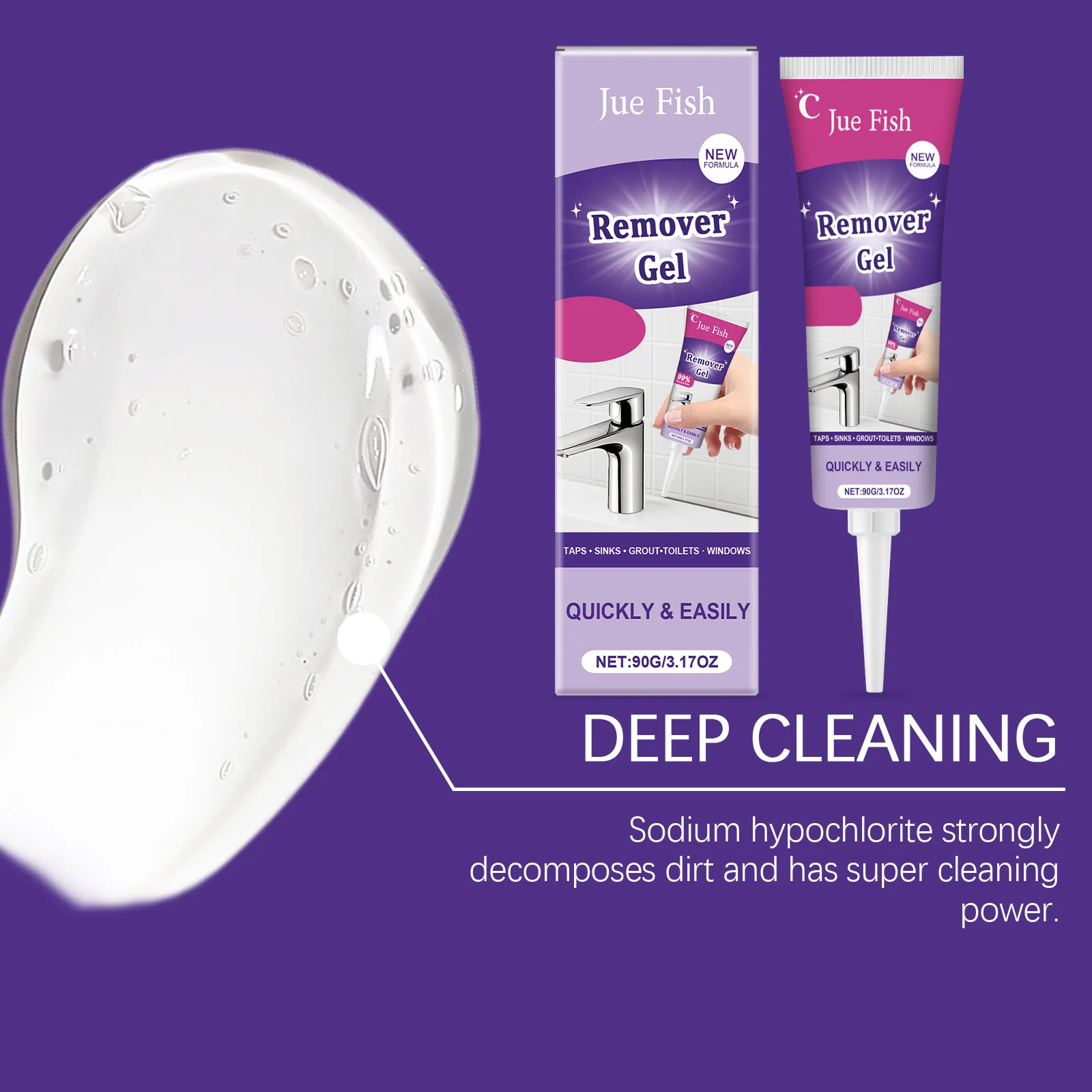 Walls, floors, toilets, decontamination gel, powerful stain removal, yellowing and dirt removal, lasting cleaning artifact
