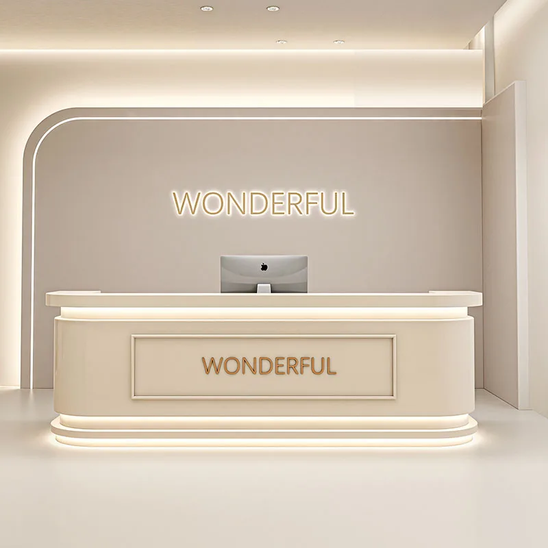 

Customized Modern Desk Table Exquisite Glamour Creative Aesthetic Reception Desk Elegant Luxury Empfangs Theke Office Furniture