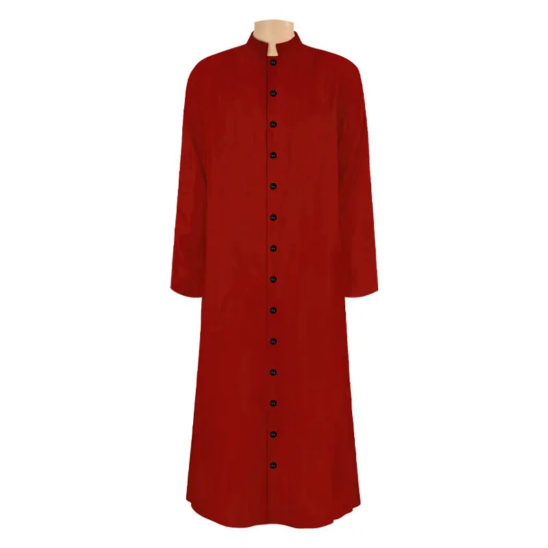 New Church Priest Trench Jacket Cassock clero Robe Preacher Men collare alla coreana liturgico monopetto pastore coro