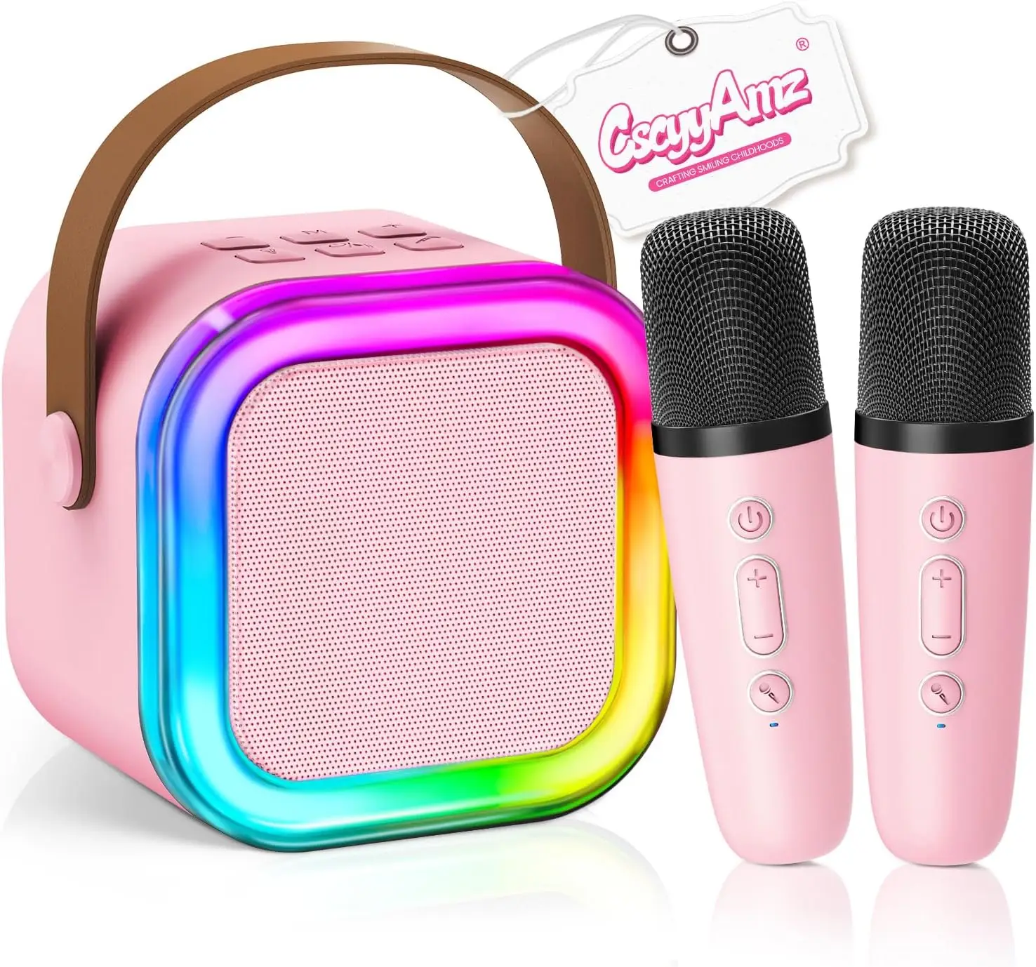 K12 Rosa Tragbare Mini-Karaokemaschine, das Beste Weihnachts- und Geburtstagsgeschenk, Tragbarer Bluetooth-Lautsprecher mit Kabelloser Karaoke-Funktion