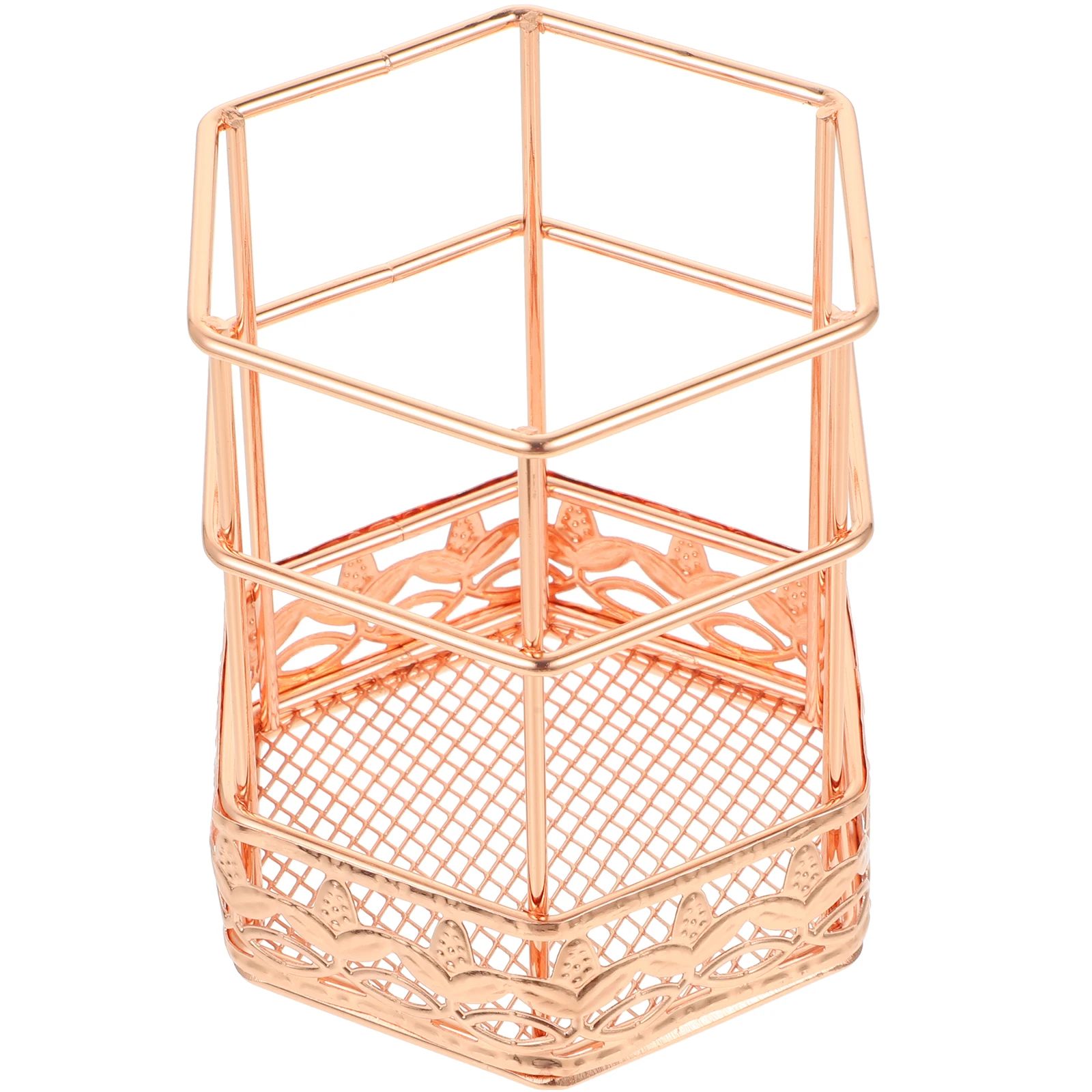 

Work Desk Pen Holder Bucket Pencil Desktop Accessory Metal for Rose Gold Organizer Office