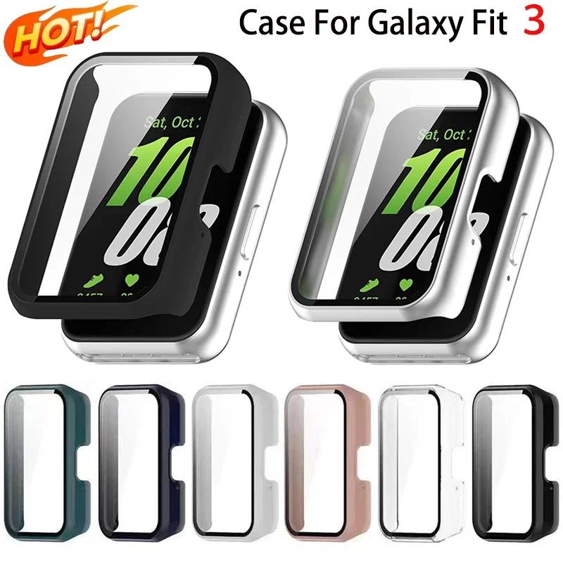 PC Case For Samsung Galaxy Fit 3 With Tempered Glass Full Cover Hard Bumper Protective Screen Protector Galaxy Fit3 Accessories