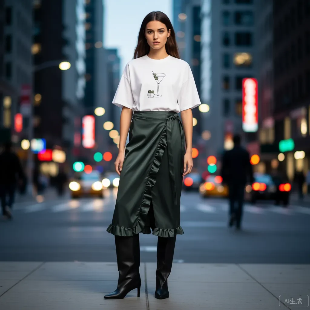 

Elegant Dark Olive Green Wrap Skirt High‑Waist A‑Line Leather Look with Side Ruffle Front Tie‑Bow Knee‑Length Casual Skirt