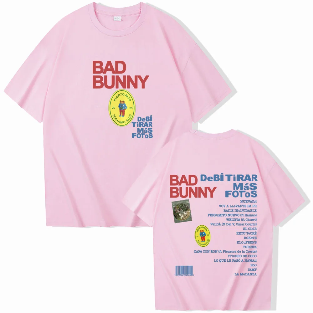 تي شيرت Bad Bunny Debi Tirar Mas Fotos تي شيرت رجالي ونسائي صيفي كاجوال برقبة دائرية وأكمام قصيرة