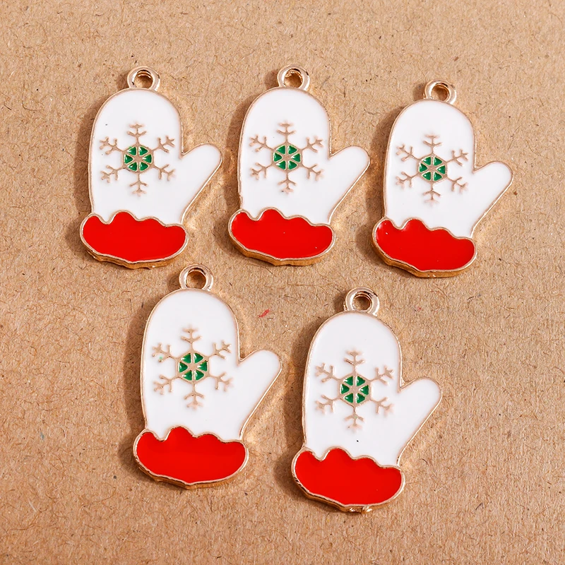 10pcs Mix Cute Enamel Christmas Charms for Jewelry Making Christmas Tree Deer Bell Charms Pendants for Necklaces Earrings Gifts