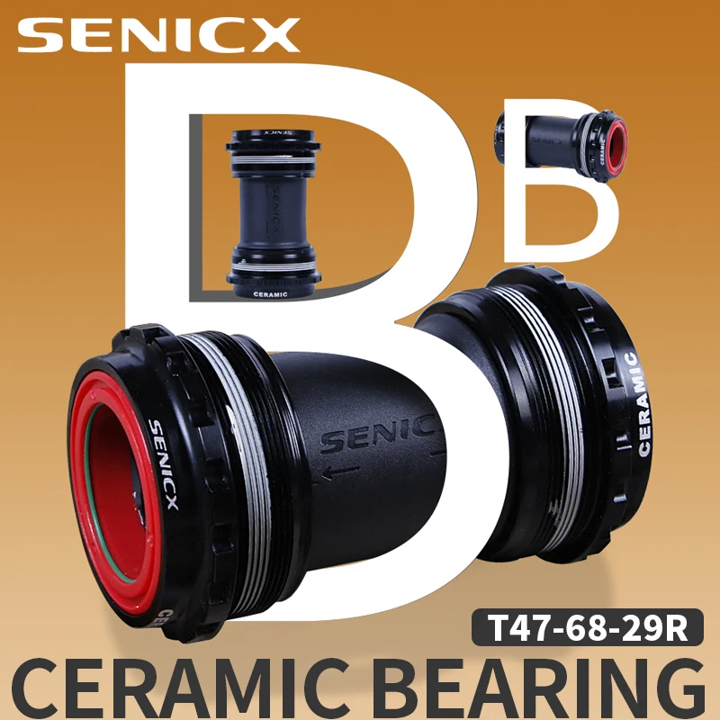 SENICX T47 Ceramic Bottom Bracket 68mm Shell Width Road Bike Central Movement Fit To SRAM DUB Crankset with 28.99mm Dustproof BB