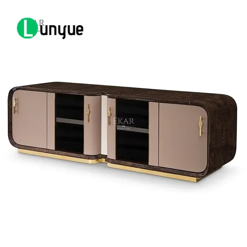 Modern Steel and Glass TV Stand Fashion Entertainment Console for Living Room Durable Metal Frame Tempered Glass Shelf