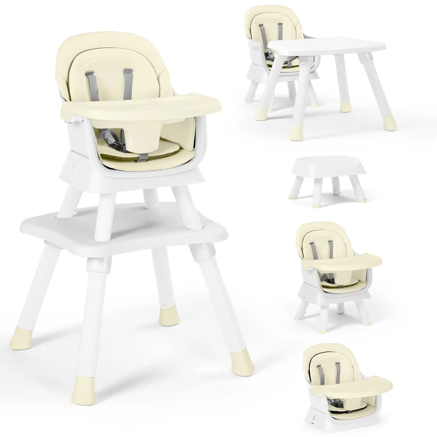 Baby High Chair, 8 in 1 Convertible Highchairs for Babies and Toddlers, Children Dining Booster Seat/Kids Building Block Table