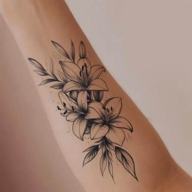 1 Sheet Flower Temporary Tattoo,Lasts To 15 Days Waterproof Semi Permanent Sticker,For Women's Holiday Parties