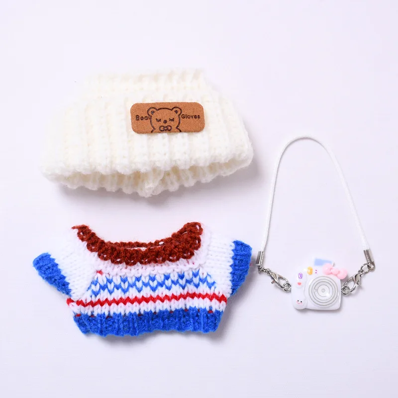 

Кукольная одежда для Labubu Outfit V1 V2 V3 17 см, аксессуары для сидения кукол, очки, дизайнерская одежда, детский подарок, свитер, шляпа, сумка, набор