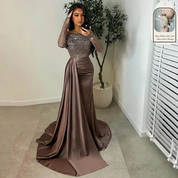 Thinyfull Sexy Mermaid Prom Evening Dresses Saudi Arabia Sequines Long Sleeves Night Party Dress Cocktail Prom Gowns Customized