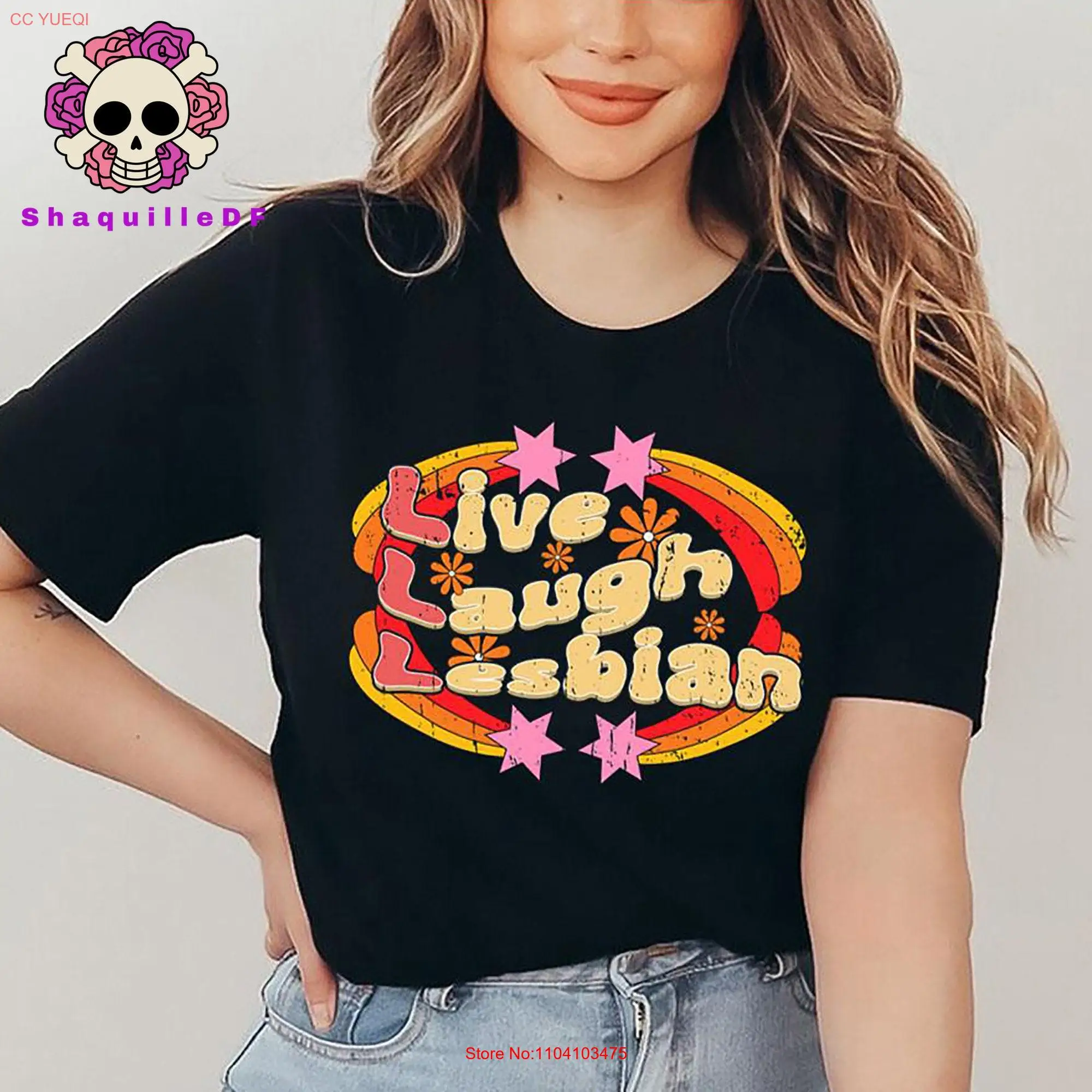 Funny Pride Life Live Laugh Lesbian T Shirt Floral LGBTQ Month Equality Human Rights Trans  long or short sleeves