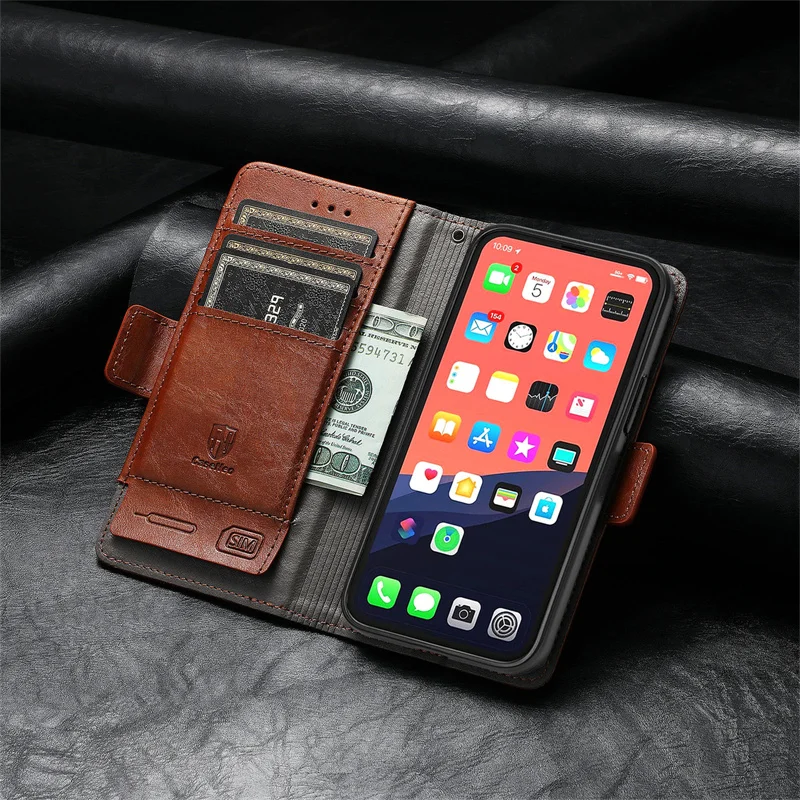 Stripe Leather Case For Xiaomi Redmi Note 12 11 10 Pro Plus 12S 12C 11S 10S 11A 10C 10A 2022 5G Wallet Flip Holder Book Case image 2